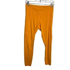Athleta Leggings Women's Medium Orange Solid Pull On Athletic Cropped Colorful