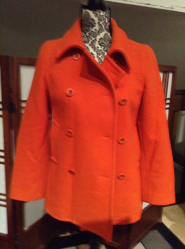 orange pea coat womens