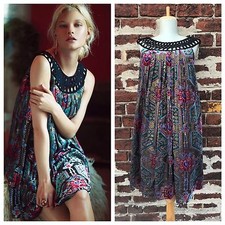 NWT Anthropologie sz S Moulinette Soeurs Gold Velvet Burnout Linnea Dress Shift