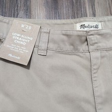 NEW MADEWELL Men's Chino Khaki Pants 28 x 30 All Seasons NWT Low-Slung Straight