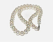 Top Grading Akoya AAAAA 9-10mm white Japanese Pearl Necklace 18" 14K Gold Clasp