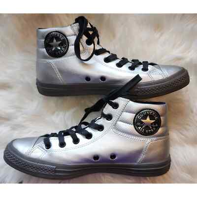 Converse Men\'s Chuck Taylor All Star 152661C Silver Leather Sneaker Shoes Converse Chuck Taylor All Star Metallic High Top Sneaker  main image 4