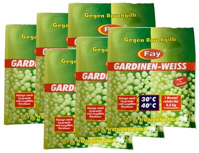 6 x Fay Gardinen-Weiss Konzentrat 125g, Aufheller, Waschpulver, Waschmittel