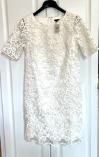 NWT Ann Taylor size 8 off-white floral embroidered polyester short sleeve dress