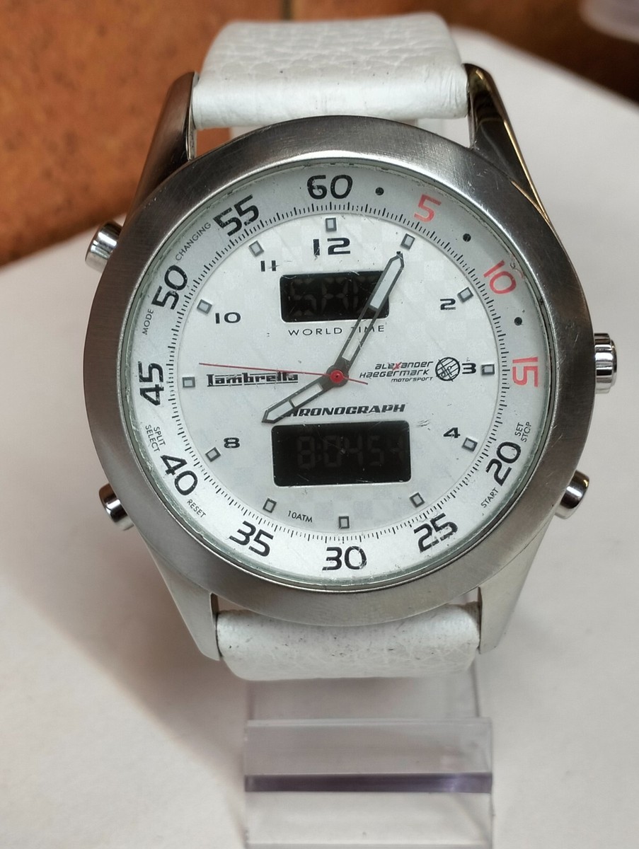 LAMBRETTA ANA-DIGI QUARTZ WHITE DIAL MEN'S WORKING VINTAGE WATCH