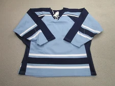 VINTAGE Athletic Knit Jersey Youth XL Blue Boys Kids Hockey Blank 80s 90s Canada