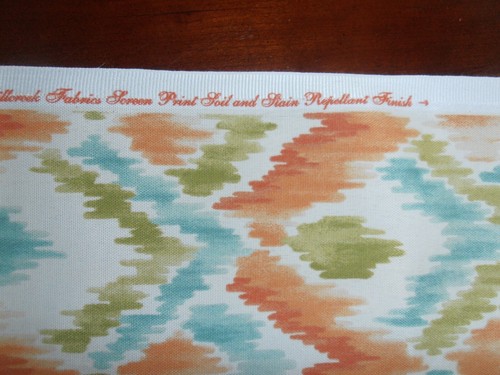 1 1/2 Yards 54" wide indoor outdoor peach green blue flame stitch fabric - Picture 6 of 6