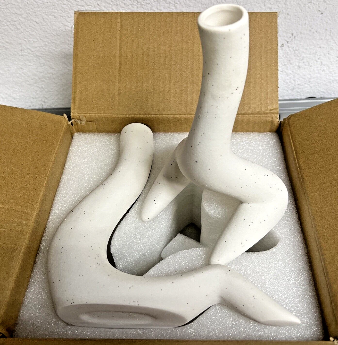 Kingbar Ceramic Vase, Set of 2, White, Matte White Vase for Pampas Grass, Boho