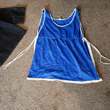 Vintage 70's 80's Sears Playboy Blue White Nylon Babydoll Slip Lingerie S 34