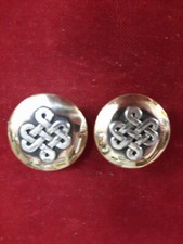 Conchos: 2 Brass 1" Matching w/ Sterling Celtic Knot