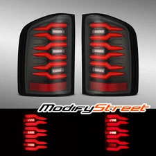Fit 2007-2013 Chevy Silverado LUXX-Series LED Tail Lights Smoke Lens Black-Red