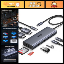9-in-1 USB C Docking Station for Dual Monitors, Aluminum Hub with 2 HDMI Ports