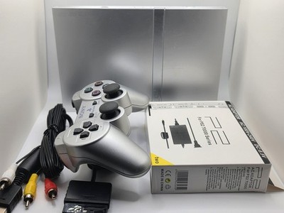Rarest Ps2 Controller PS2 Console Slim Playstation 2 Silver System W/ OEM controller ...