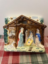 Vintage Light Lamp Ceramic Nativity Scene Works Made In Japan By Relco