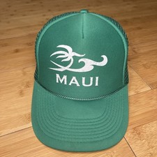 VTG Otto Maui Surf Palm Wave Green Trucker Foam Mesh Snapback Hat Hawaii VG