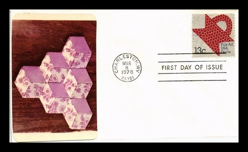 US COVER QUILTS FOLK ART SERIES FIRST DAY ISSUE PASTED ON CACHET
