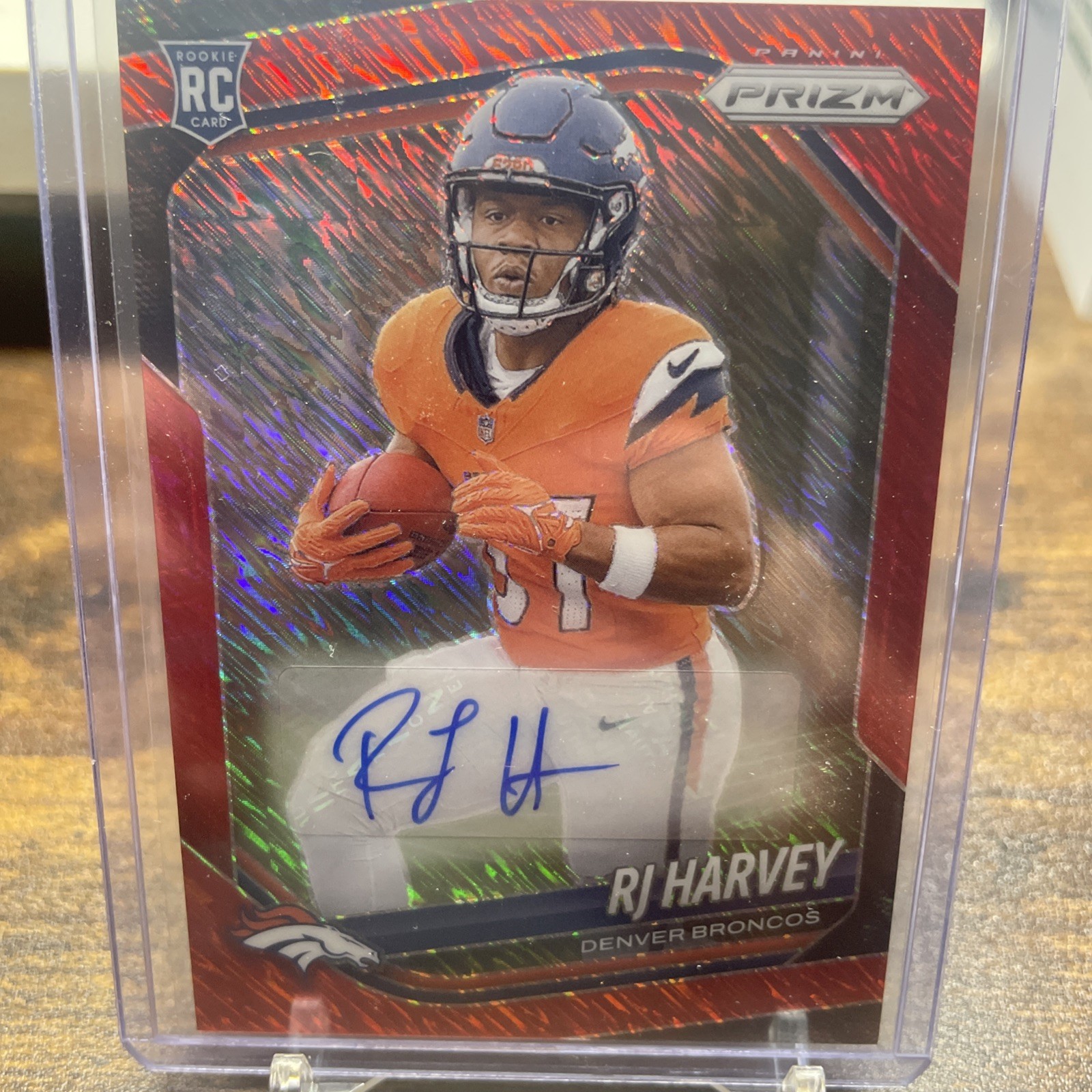 2025 Panini Prizm - Rookies RJ Harvey #303 Red Shimmer Prizm /49 (RC)