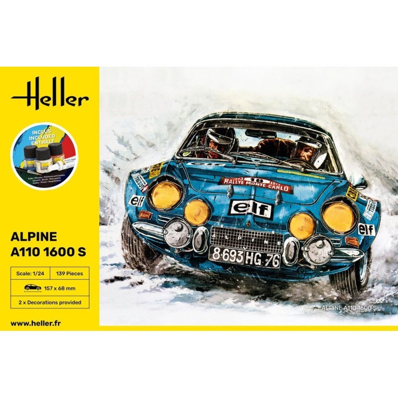 Kit maquette Alpine A110 Heller 1/24 complet avec colle et pinceau pour passionnés