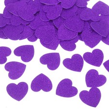 100Pcs Glitter Foam Stickers 1.8" Self-Adhesive Heart-Shape Stickers Purple