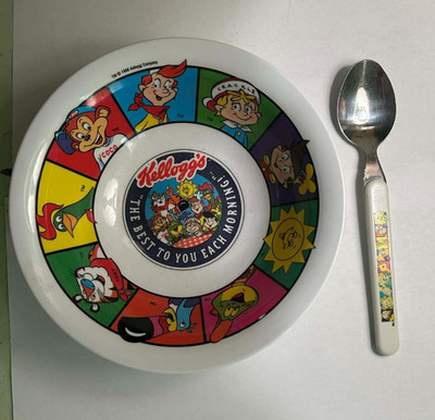 Kellogg's Cereal Bowl AND Spoon Set The Best to You Each Morning 1996 VTG