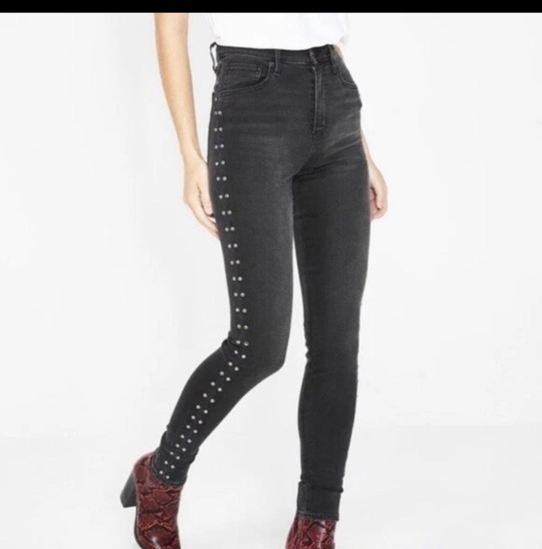 Levi’s Mile High Super Skinny Black Studded Jeans 28