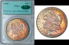 1887-P PCGS MS64 CAC (1st Gen) MORGAN $ PRETTY TONED RAINBOW (VIDEO)**