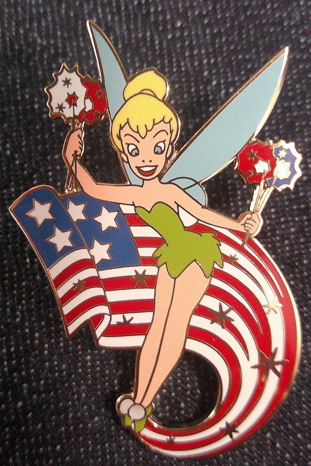 Vintage 2003 Disney Tinker Bell Americana Flag Sparkler (Peter Pan) Pin
