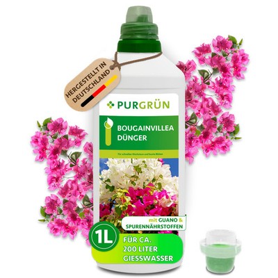 Purgrün Bougainvillea Dünger, NPK 5+7+8, Guano & Spurennährstoffe , 1L