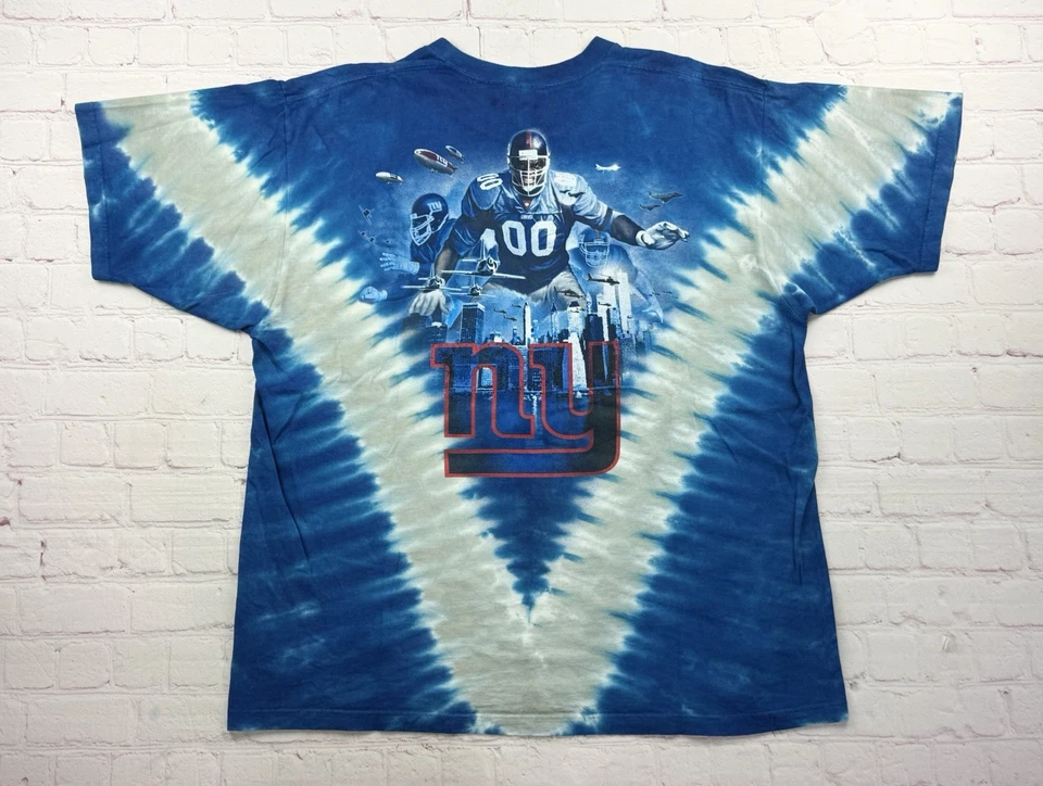 Camiseta Tie-Dye Azul Líquido Vintage NFL New York Giants Talla Grande Foto 2 de 4