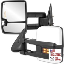 Pair Power Heated White Towing Mirrors Compatible for Dotted Light 2003-2006