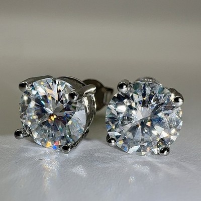 2ct VVS1 Moissanite Studs Round Brilliant D Color GRA Certified Tester Passed