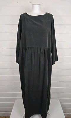 VERA TUCCI Lovely Superfine Cord Relaxed Shift Dress in Grey BNWT Size 3 16-18