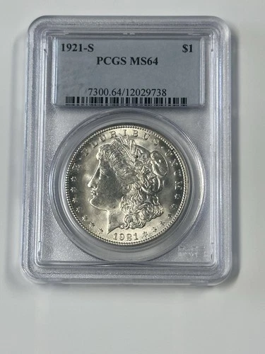 1921-S Morgan Silver Dollar - PCGS MS64! Impressive Luster, Bright White