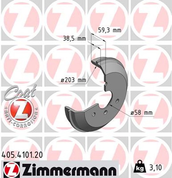 2X Zimmermann Bremstrommel Coat Z 405.4101.20 FüR Smart 450 City Fortwo 451 452-image