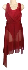 IEFIEL NWT Women's Red Fairy Costume Dance Sheer A Symetrical Dress Sz Med