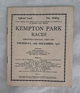 26 December 1957 Horse Race Card KEMPTON PARK RACES (Christmas Meeting)