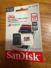 New Sandisk Ultra 128GB MicroSD with SD Adapter A1 140MB/s Full HD Video