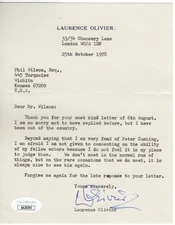 Laurence Olivier Signed Autographed Personal Note Spartacus Hamlet JSA AX26395