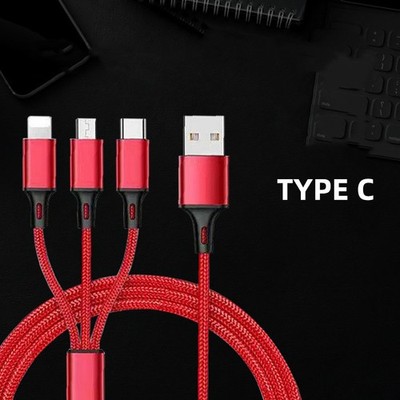 3-in-1 USB Charging Cable Micro USB Type-C iPhone Android