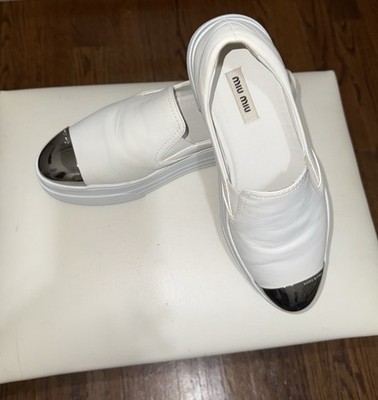 MIU MUI WHITE PLATFORM SNEAKERS Women's Size 36 US 6 ￼