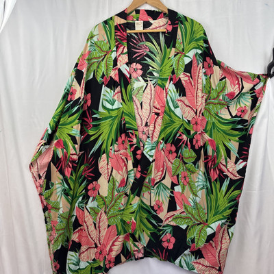 Tropical Kimono Jacket  Women's SZ S Open Front Batwing Sleeves Resort Wear