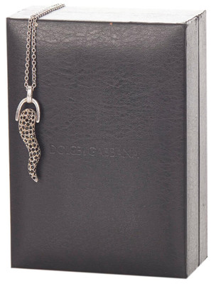 Dolce & Gabbana Kette Corno Horn Anhänger Schwarz Silber Original mit Box