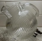 Hazel Atlas Glass FINE RIB Crystal Tilted Ice Lip Juice Pitcher - 80 Oz - Mint
