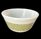 Vintage Hazel Atlas Milk Glass Bowl with Green Patterned Band 1.5 Qt MCM Mixing