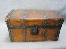 Vintage Doll Steam Trunk Victorian Western Square Paper Covered Antique Display