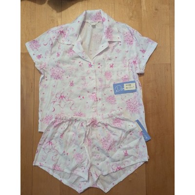 NWT Demetra for Aeropostale Woven Pajamas in Floral White.  Top XXS, Shorts XS
