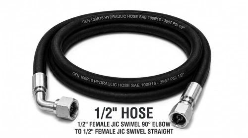 2Wire 1/2" Hydraulic Hose Assembly #8JIC Female Straight x #8JIC 90degree 3987 - product listing photo
