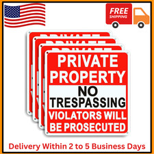 4 Pack Private Property No Trespassing Sign, 9.5"x9.5" Rust Free Aluminum US