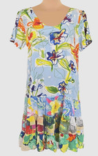 Jams World Women's M Tropical Floral Beach Hattie Dress Tier Ruffle knee length