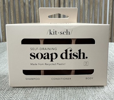 Kitsch Self-Draining Soap Dish Recycled Plastic Multicolor Suction Holds 3 Bars